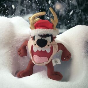 Vtg Taz Antler Stuffed Animal Plush Looney Tunes Warner Bros Tasmanian Devil '98